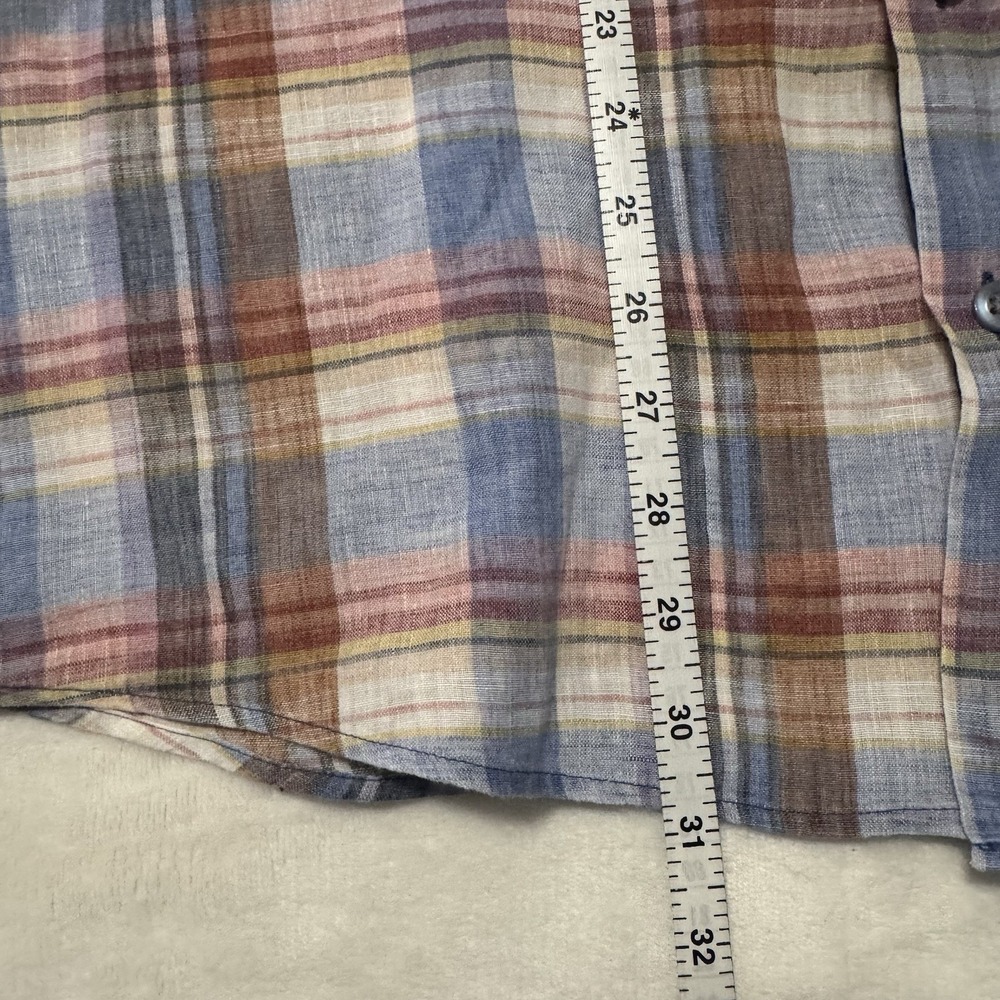 Rodd & Gunn Linen Shirt Men Large Plaid Blue Pink Short Sleeve Button Up - Picture 7 of 8